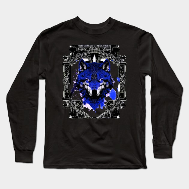 Wolf Blue Long Sleeve T-Shirt by TRF Clothing